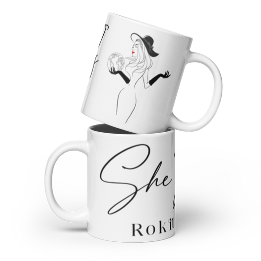 SHE IS - White glossy mug